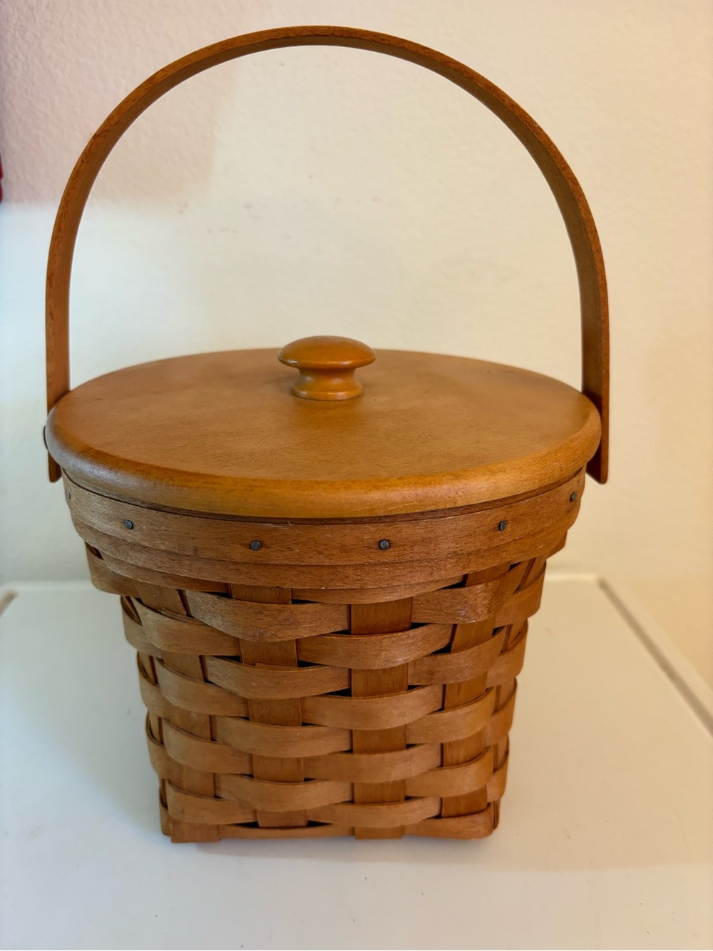 Longaberger 7” Measuring Basket with Plastic Protector and Longaberger Wood Lid